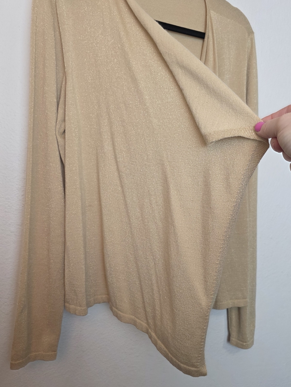 LILLY PULITZER Colony Gold Metallic Drape Front Cardigan Sweater Lightweight XL - Picture 7 of 12